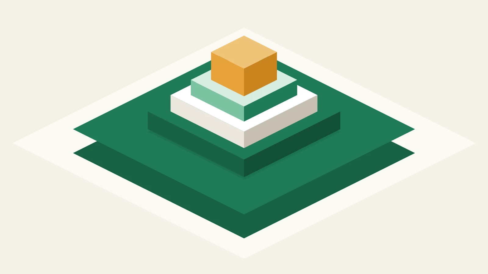 Illustration : des couches de patrimoine empilées en tour sur la plateforme verte Assetli